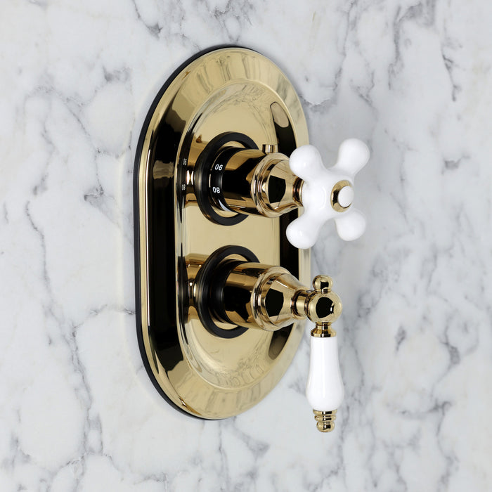 Kingston Restoration KS36320PLE Thermostatic Shower Valve and Trim Kit, Polished Brass