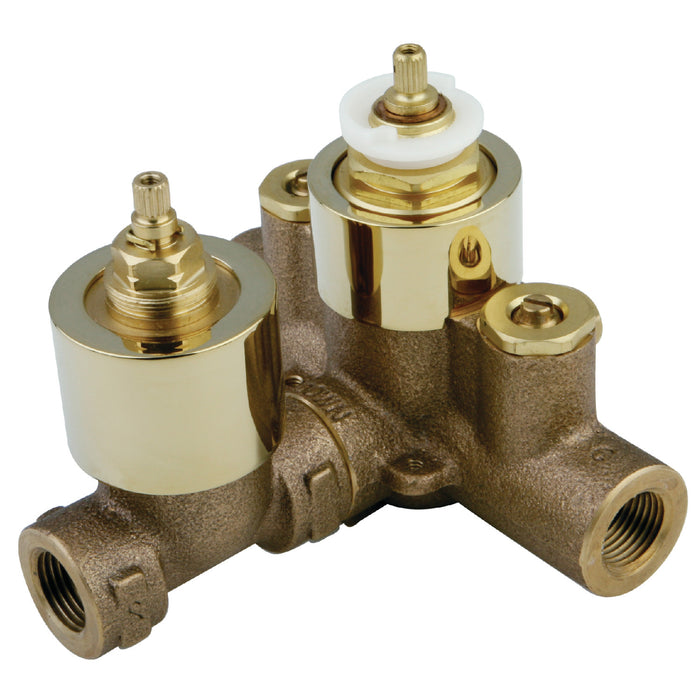 Kingston KS36320V Pressure Balanced Thermostatic Tub and Shower Valve with Volume Control, with Stops, Polished Brass