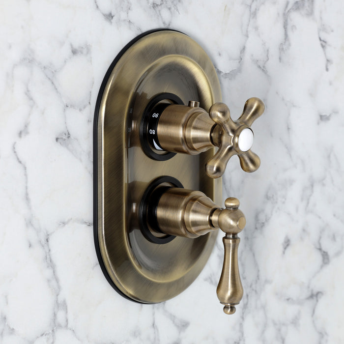 Kingston Heirloom KS36330ALE - Restoration Thermostatic Shower Valve and Trim Kit, Antique Brass