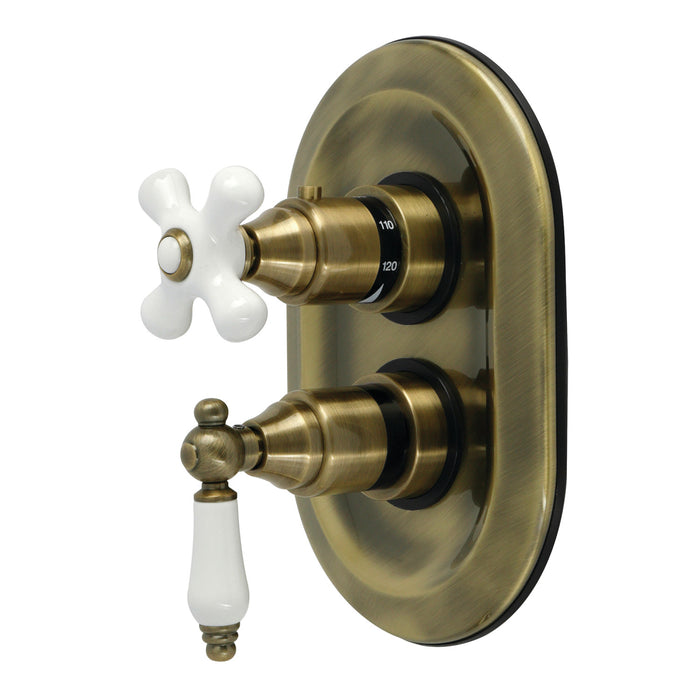 Kingston Restoration KS36330PLE Thermostatic Shower Valve and Trim Kit, Antique Brass
