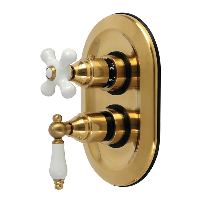 Kingston Restoration KS36370PLE Thermostatic Shower Valve and Trim Kit, Brushed Brass