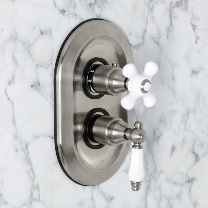 Kingston Restoration KS36380PLE Thermostatic Shower Valve and Trim Kit, Brushed Nickel