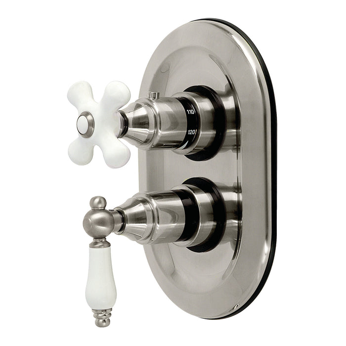 Kingston Restoration KS36380PLE Thermostatic Shower Valve and Trim Kit, Brushed Nickel