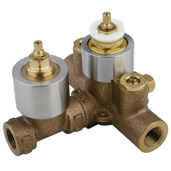 Kingston KS36380V Pressure Balanced Thermostatic Tub and Shower Valve with Volume Control, with Stops, Brushed Nickel