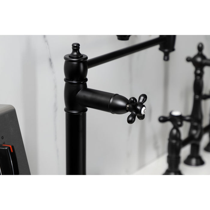 Kingston Heirloom KS3700AX - Restoration Two-Handle 1-Hole Deck Mount Pot Filler Faucet, Matte Black