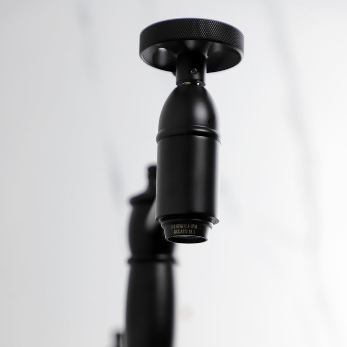 Kingston Tulare KS3700RKZ - Wendell Two-Handle 1-Hole Deck Mount Pot Filler Faucet with Knurled Handle, Matte Black