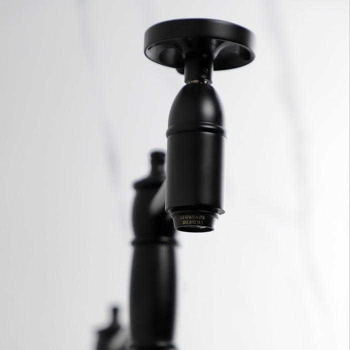Kingston Tulare KS3700RX - Belknap Two-Handle 1-Hole Deck Mount Pot Filler Faucet, Matte Black
