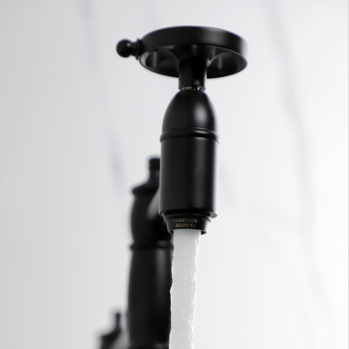 Kingston Tulare KS3700RX - Belknap Two-Handle 1-Hole Deck Mount Pot Filler Faucet, Matte Black