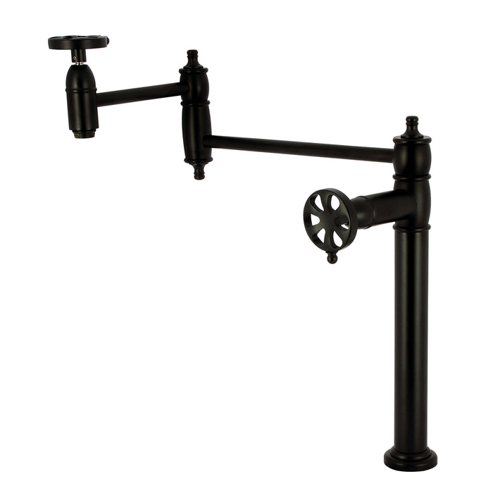 Kingston Tulare KS3700RX - Belknap Two-Handle 1-Hole Deck Mount Pot Filler Faucet, Matte Black