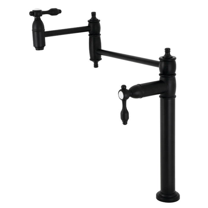 Kingston Heirloom KS3700TAL - Tudor Two-Handle 1-Hole Deck Mount Pot Filler Faucet, Matte Black