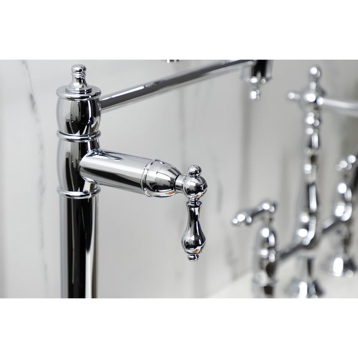 Kingston Heirloom KS3701AL - Restoration Two-Handle 1-Hole Deck Mount Pot Filler Faucet, Polished Chrome