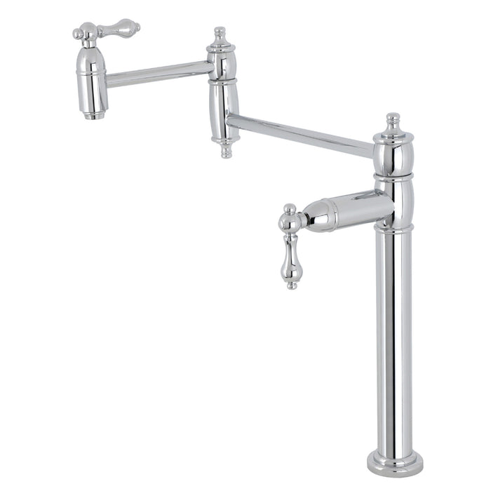 Kingston Heirloom KS3701AL - Restoration Two-Handle 1-Hole Deck Mount Pot Filler Faucet, Polished Chrome