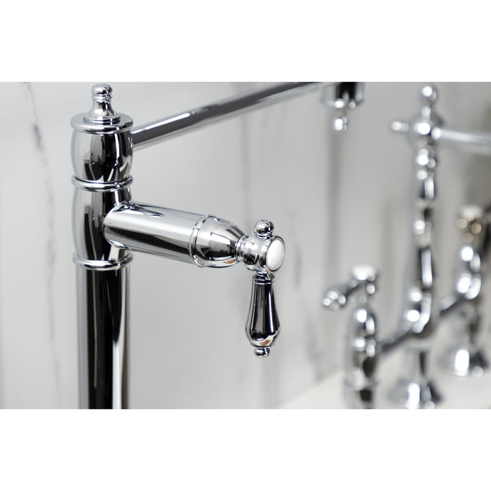 Kingston Heirloom KS3701BAL - Heirloom Two-Handle 1-Hole Deck Mount Pot Filler Faucet, Polished Chrome