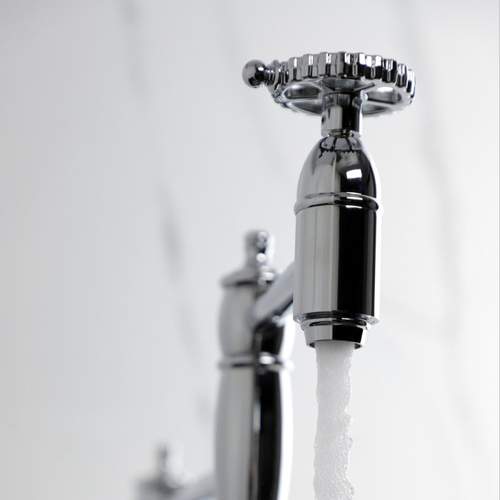 Kingston Tulare KS3701CG - Fuller Two-Handle 1-Hole Deck Mount Pot Filler Faucet, Polished Chrome