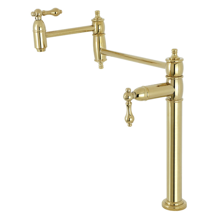 Kingston Heirloom KS3702AL - Restoration Two-Handle 1-Hole Deck Mount Pot Filler Faucet, Polished Brass