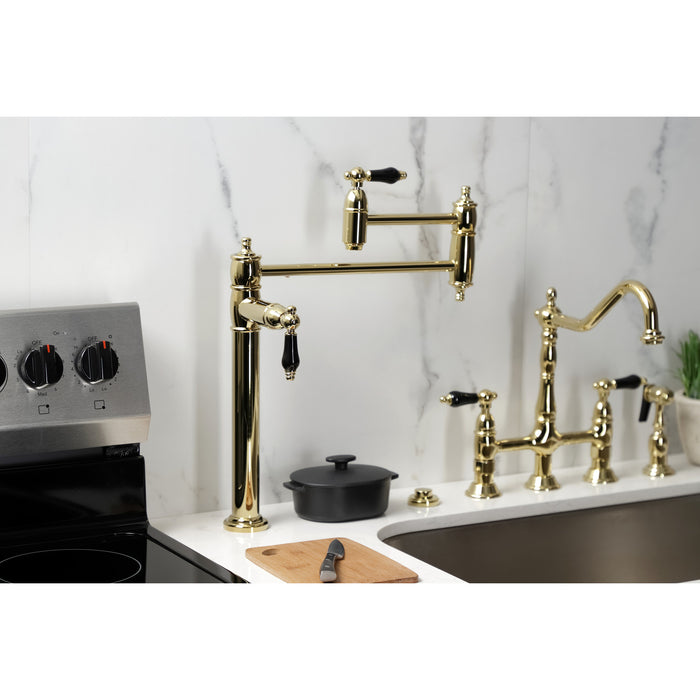 Kingston Heirloom KS3702PKL - Duchess Two-Handle 1-Hole Deck Mount Pot Filler Faucet, Polished Brass
