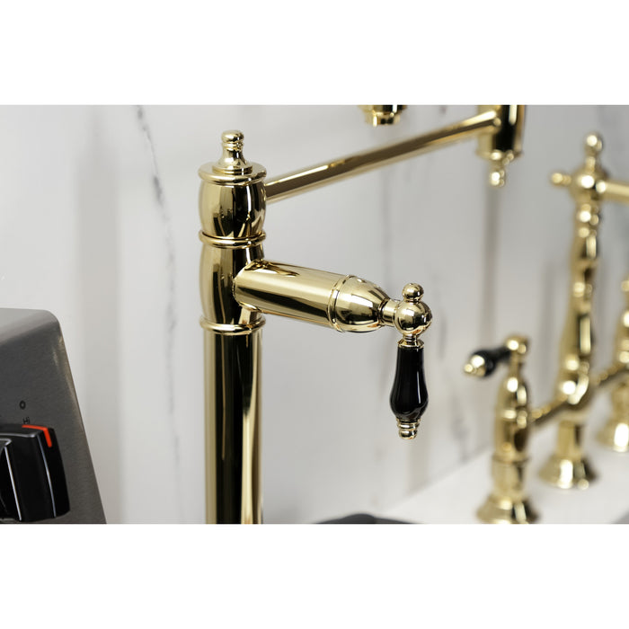 Kingston Heirloom KS3702PKL - Duchess Two-Handle 1-Hole Deck Mount Pot Filler Faucet, Polished Brass