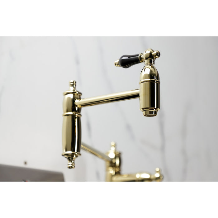 Kingston Heirloom KS3702PKL - Duchess Two-Handle 1-Hole Deck Mount Pot Filler Faucet, Polished Brass