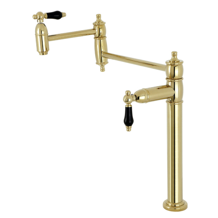 Kingston Heirloom KS3702PKL - Duchess Two-Handle 1-Hole Deck Mount Pot Filler Faucet, Polished Brass