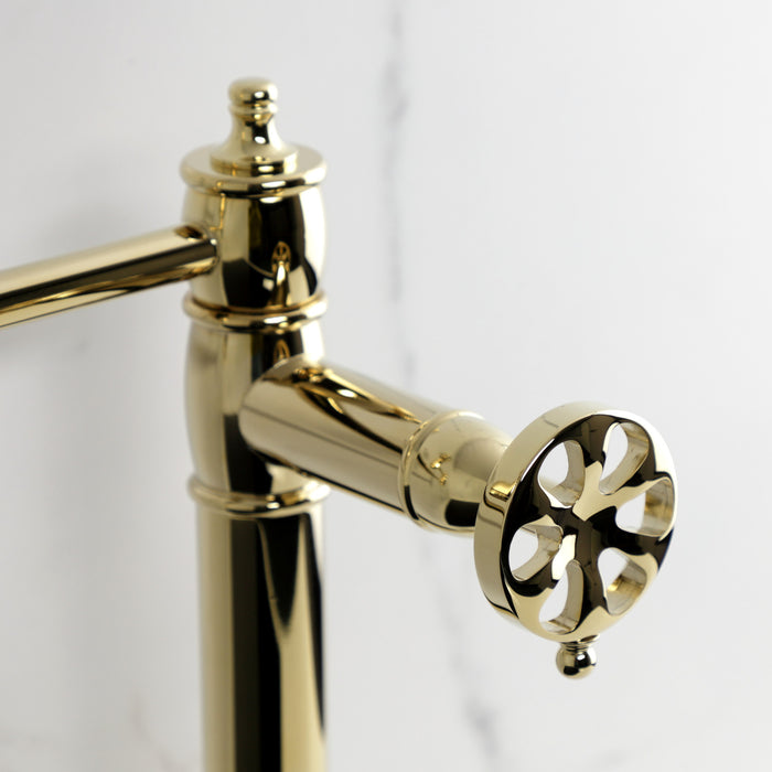 Kingston Tulare KS3702RX - Belknap Two-Handle 1-Hole Deck Mount Pot Filler Faucet, Polished Brass