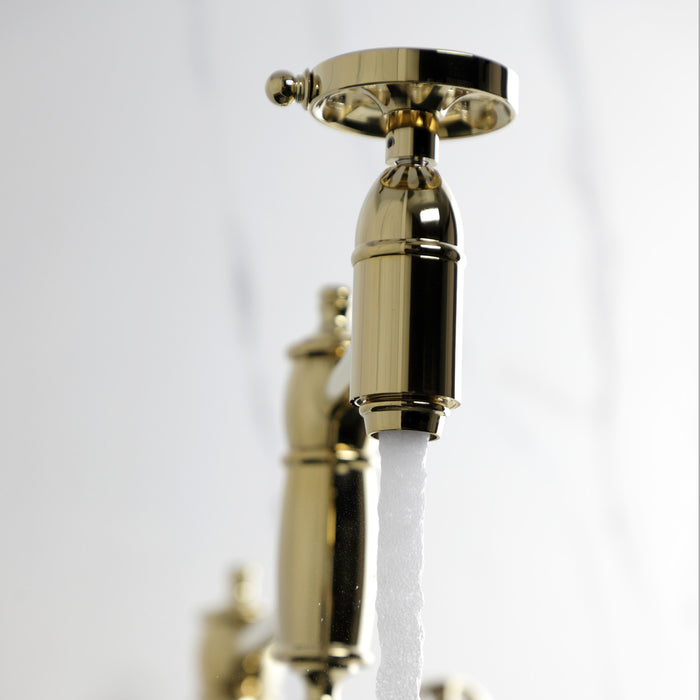 Kingston Tulare KS3702RX - Belknap Two-Handle 1-Hole Deck Mount Pot Filler Faucet, Polished Brass