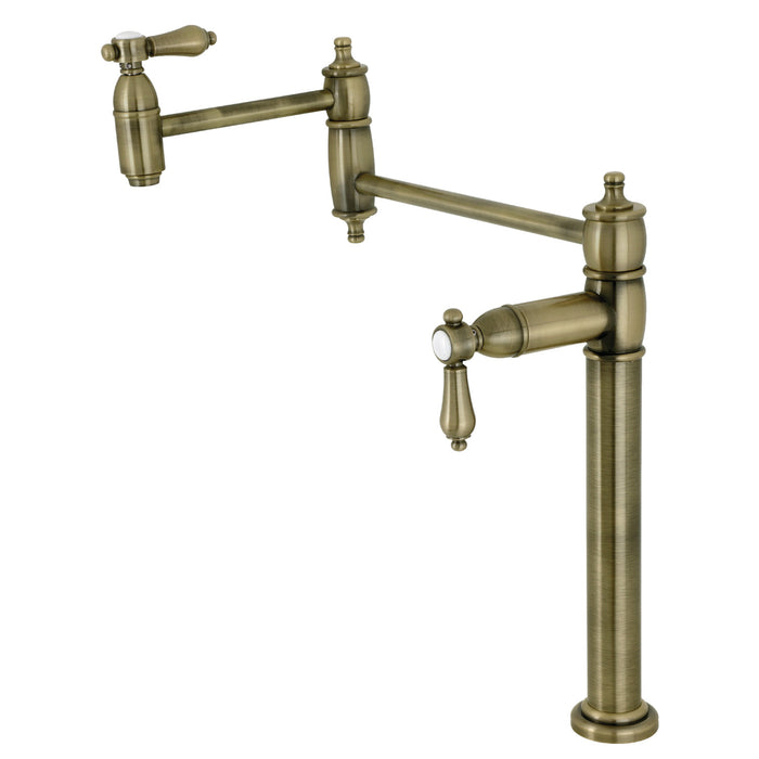 Kingston Heirloom KS3703BAL - Heirloom Two-Handle 1-Hole Deck Mount Pot Filler Faucet, Antique Brass