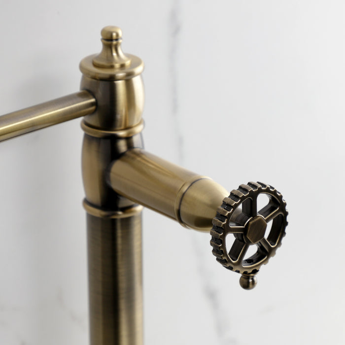 Kingston Tulare KS3703CG - Fuller Two-Handle 1-Hole Deck Mount Pot Filler Faucet, Antique Brass