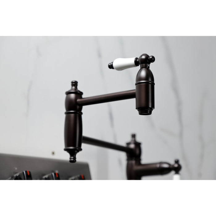 Kingston Restoration KS3705PL Two-Handle 1-Hole Deck Mount Pot Filler Faucet, Oil Rubbed Bronze