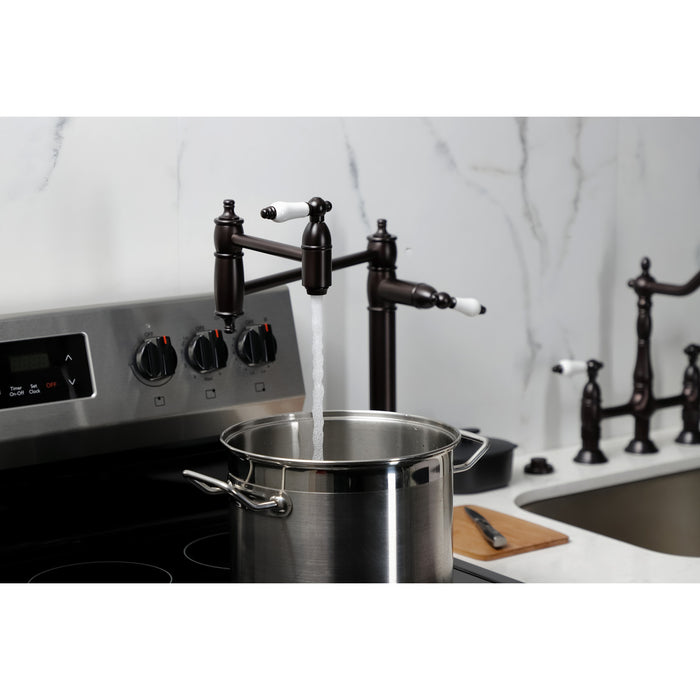 Kingston Restoration KS3705PL Two-Handle 1-Hole Deck Mount Pot Filler Faucet, Oil Rubbed Bronze