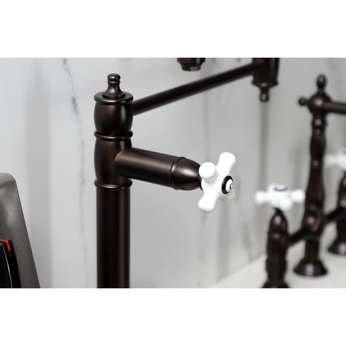 Kingston Heirloom KS3705PX - Restoration Two-Handle 1-Hole Deck Mount Pot Filler Faucet, Oil Rubbed Bronze