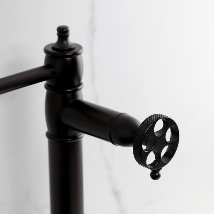 Kingston Tulare KS3705RKX - Webb Two-Handle 1-Hole Deck Mount Pot Filler Faucet with Knurled Handle, Oil Rubbed Bronze