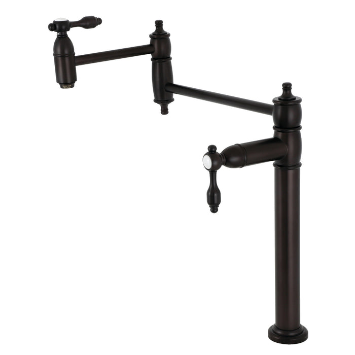 Kingston Heirloom KS3705TAL - Tudor Two-Handle 1-Hole Deck Mount Pot Filler Faucet, Oil Rubbed Bronze