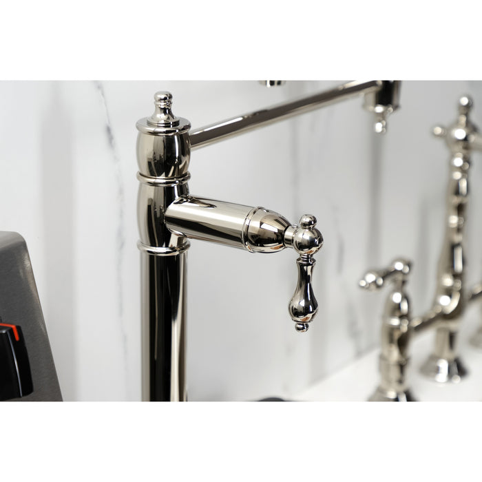 Kingston Heirloom KS3706AL - Restoration Two-Handle 1-Hole Deck Mount Pot Filler Faucet, Polished Nickel