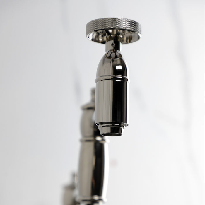 Kingston Tulare KS3706RKZ - Wendell Two-Handle 1-Hole Deck Mount Pot Filler Faucet with Knurled Handle, Polished Nickel