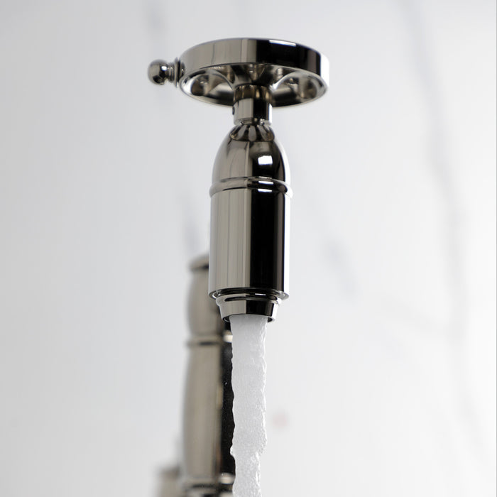 Kingston Tulare KS3706RX - Belknap Two-Handle 1-Hole Deck Mount Pot Filler Faucet, Polished Nickel