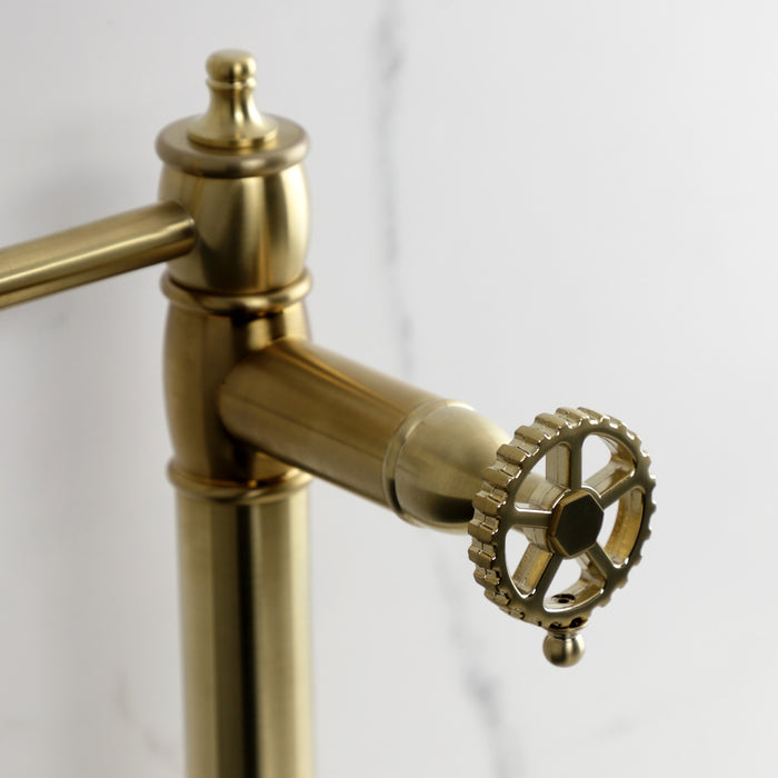 Kingston Tulare KS3707CG - Fuller Two-Handle 1-Hole Deck Mount Pot Filler Faucet, Brushed Brass