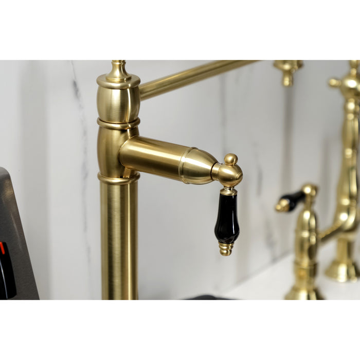 Kingston Heirloom KS3707PKL - Duchess Two-Handle 1-Hole Deck Mount Pot Filler Faucet, Brushed Brass