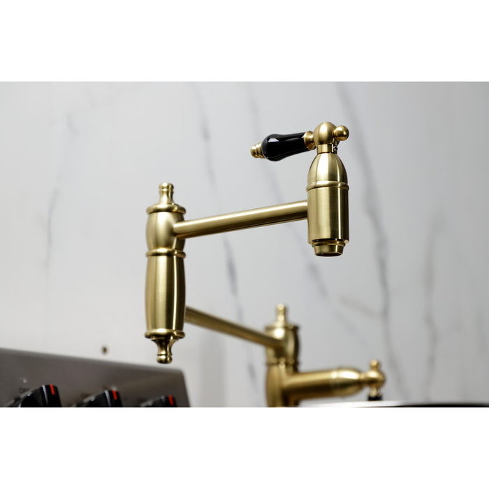 Kingston Heirloom KS3707PKL - Duchess Two-Handle 1-Hole Deck Mount Pot Filler Faucet, Brushed Brass