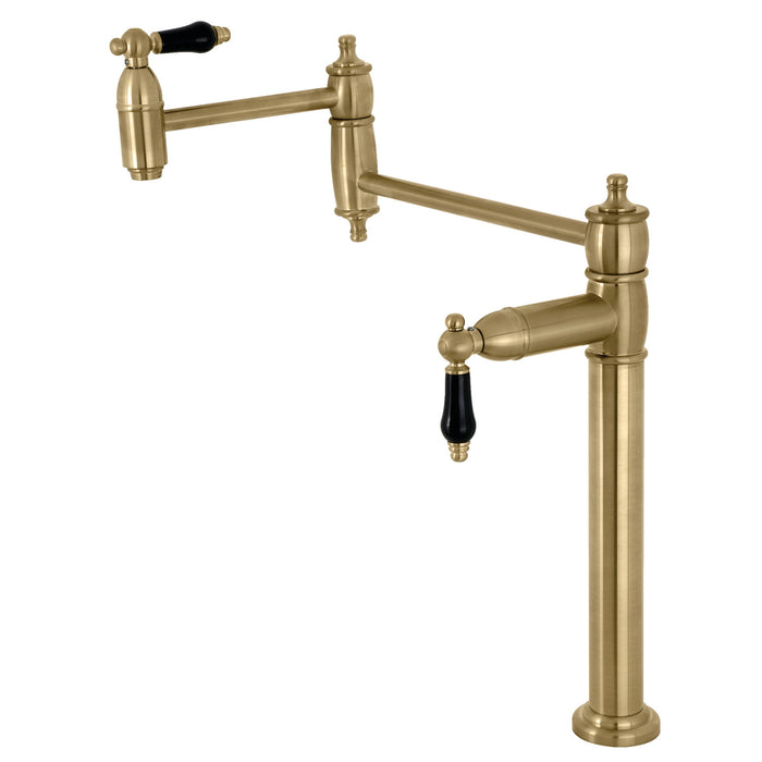 Kingston Heirloom KS3707PKL - Duchess Two-Handle 1-Hole Deck Mount Pot Filler Faucet, Brushed Brass