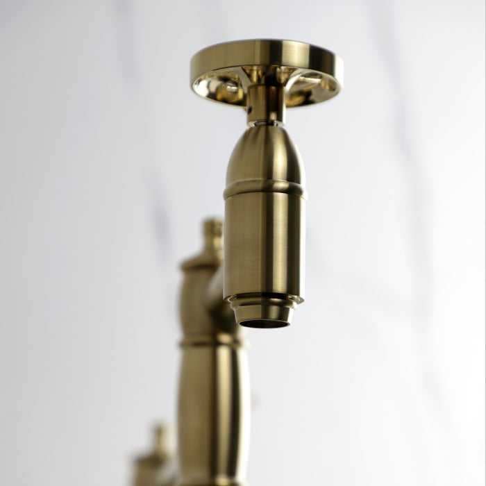 Kingston Tulare KS3707RX - Belknap Two-Handle 1-Hole Deck Mount Pot Filler Faucet, Brushed Brass