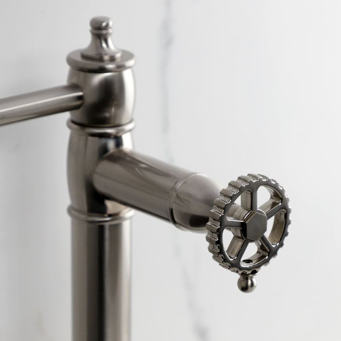 Kingston Tulare KS3708CG - Fuller Two-Handle 1-Hole Deck Mount Pot Filler Faucet, Brushed Nickel