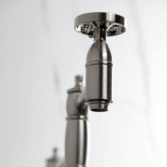 Kingston Tulare KS3708RX - Belknap Two-Handle 1-Hole Deck Mount Pot Filler Faucet, Brushed Nickel