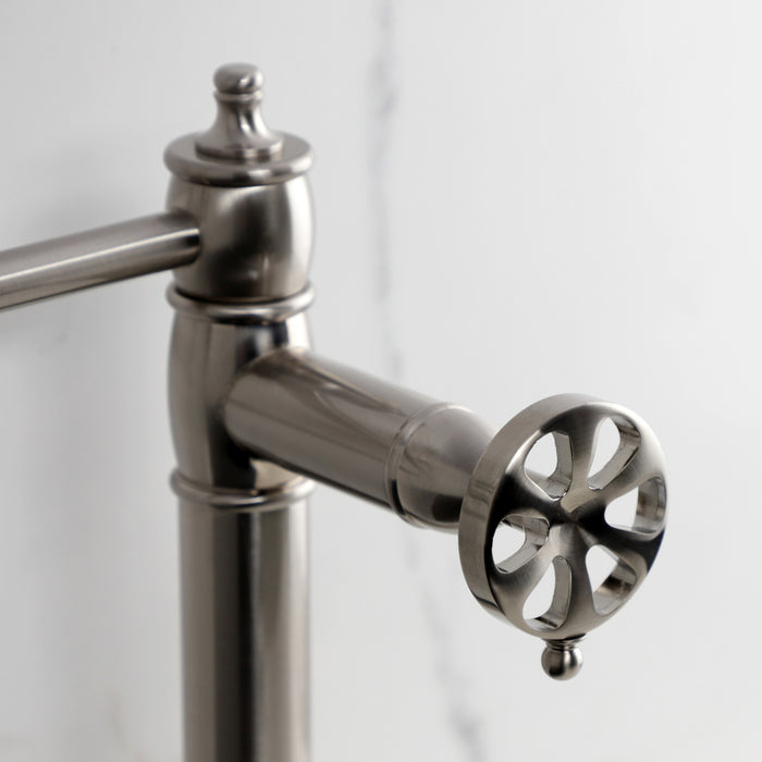 Kingston Tulare KS3708RX - Belknap Two-Handle 1-Hole Deck Mount Pot Filler Faucet, Brushed Nickel
