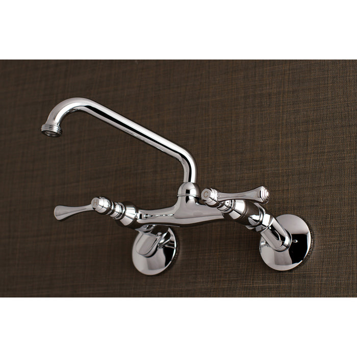 Kingston Heirloom KS373C - Kingston Double-Handle 2-Hole Wall Mount Laundry Faucet, Polished Chrome
