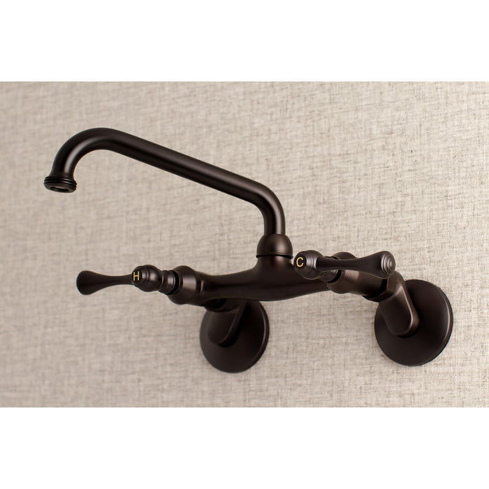 Kingston Heirloom KS373ORB - Kingston Double-Handle 2-Hole Wall Mount Laundry Faucet, Oil Rubbed Bronze
