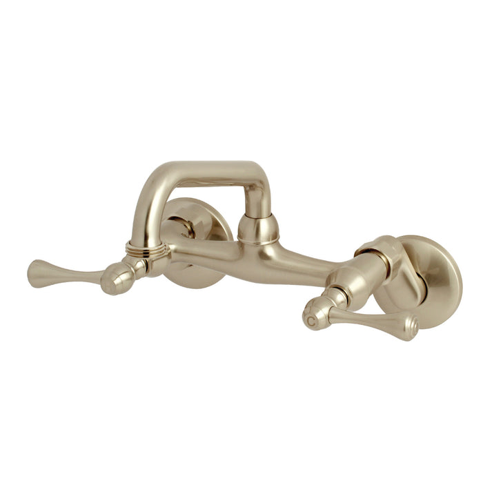 Kingston Heirloom KS373SN - Kingston Double-Handle 2-Hole Wall Mount Laundry Faucet, Brushed Nickel
