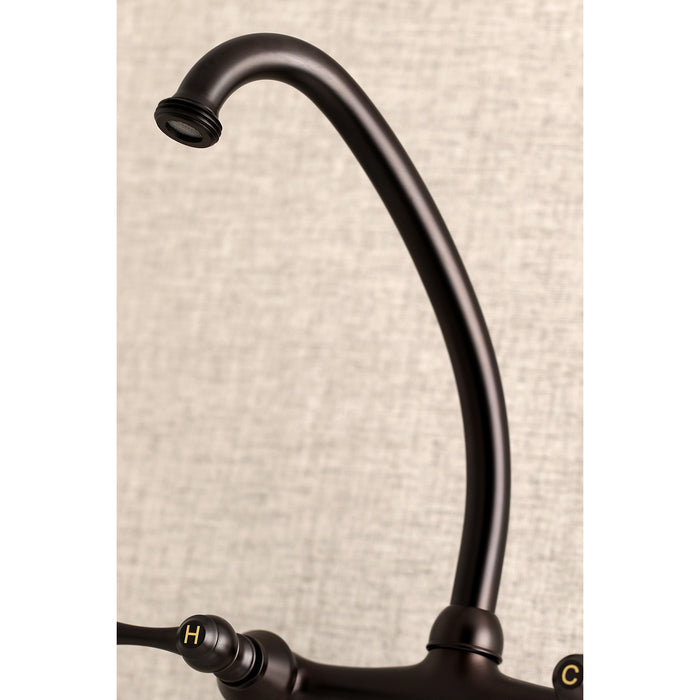 Kingston Tulare KS374ORB - Kingston Double-Handle 2-Hole Wall Mount Laundry Faucet, Oil Rubbed Bronze