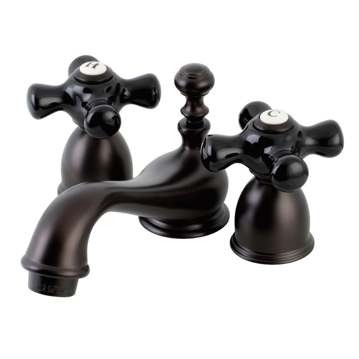Kingston Heirloom KS3955PKX - Duchess Two-Handle 3-Hole Deck Mount Mini-Widespread Bathroom Faucet with Brass Pop-Up, Oil Rubbed Bronze