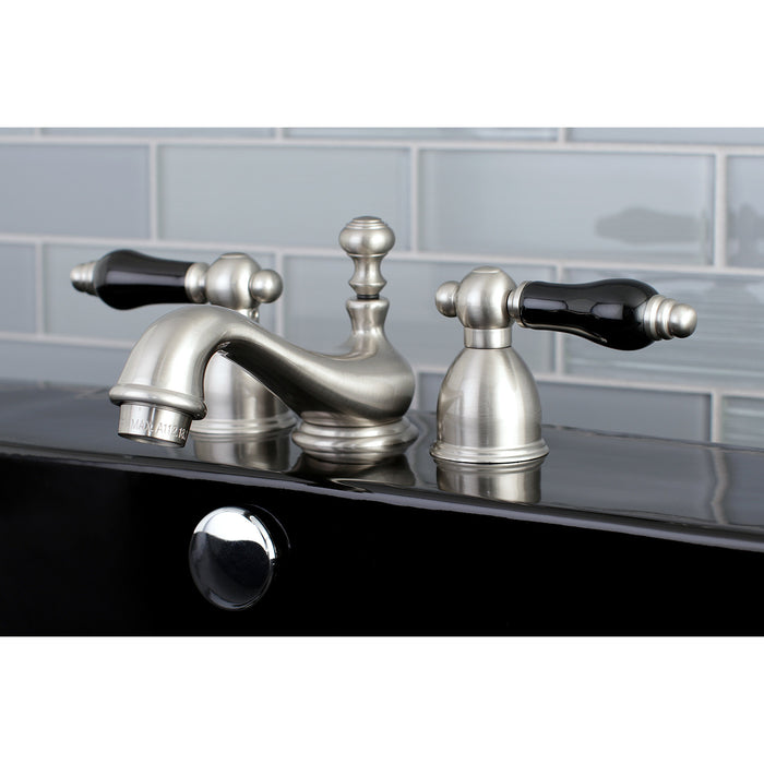 Kingston Heirloom KS3958PKL - Duchess Two-Handle 3-Hole Deck Mount Mini-Widespread Bathroom Faucet with Brass Pop-Up, Brushed Nickel