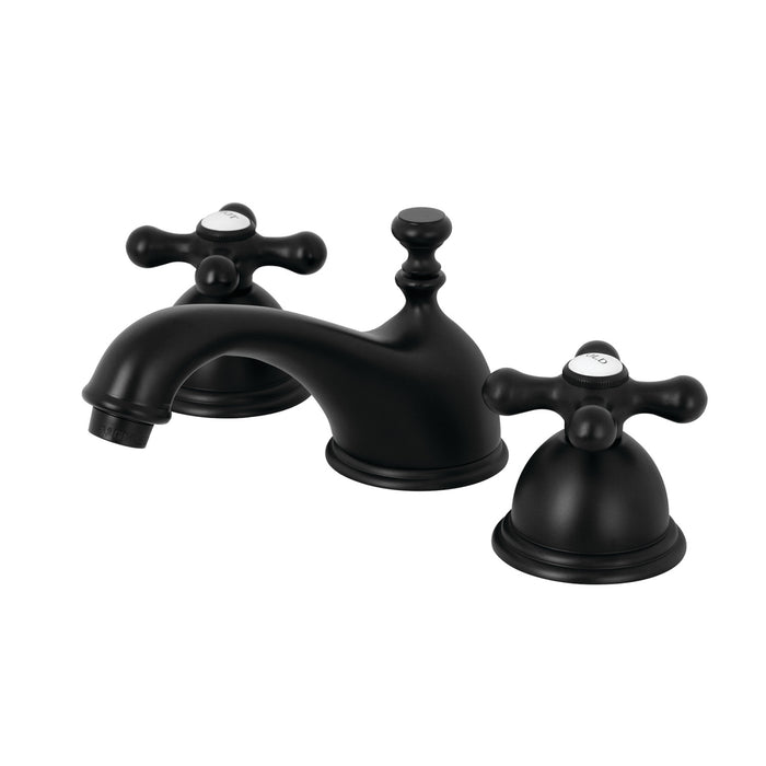 Kingston Heirloom KS3960AX - Restoration Two-Handle 3-Hole Deck Mount Widespread Bathroom Faucet with Brass Pop-Up, Matte Black